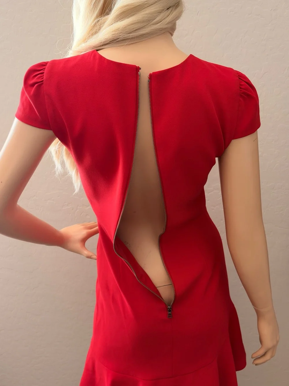 Alice + Olivia Fable Red Asymmetric Ruffle Dress Size 0